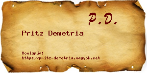 Pritz Demetria névjegykártya